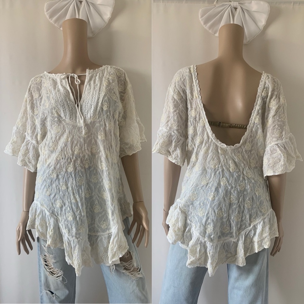 By Anthropologie Super boho lady cream lace top